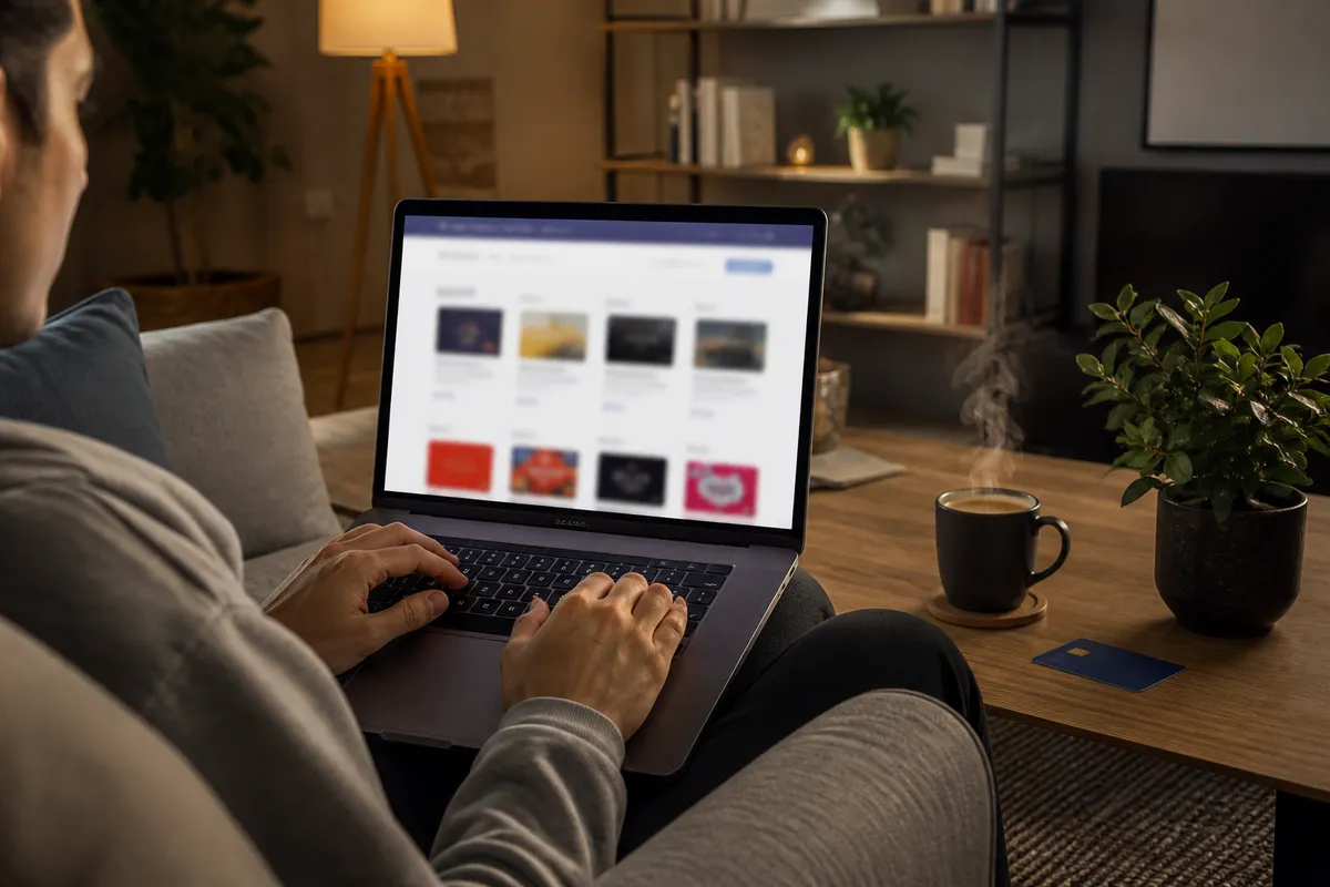 young adult purchasing Visa card online