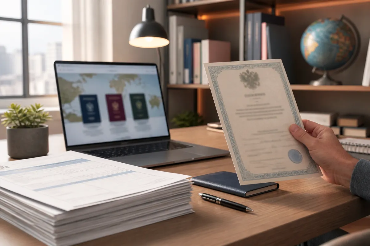 person reviewing passport application documents