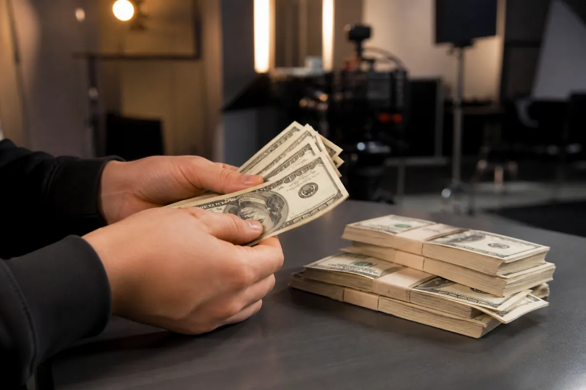 hands counting realistic prop money
