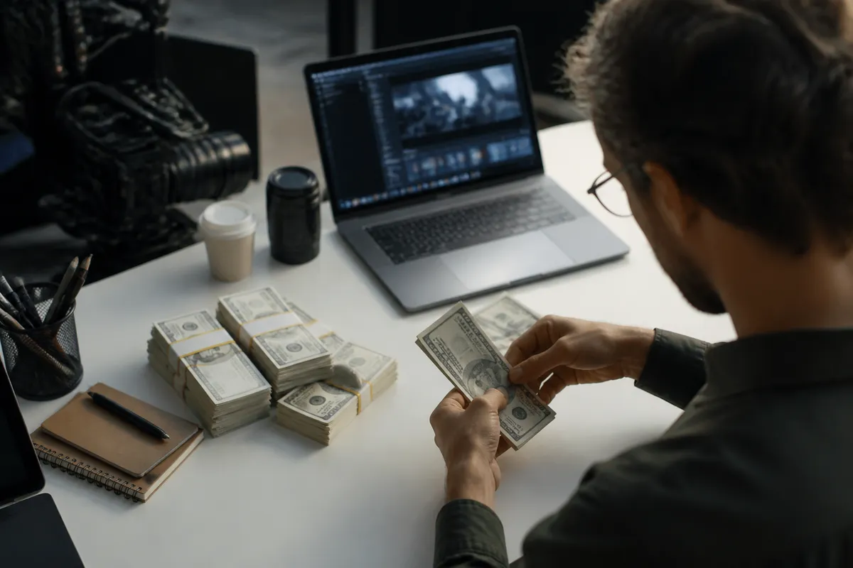 person examining realistic prop money